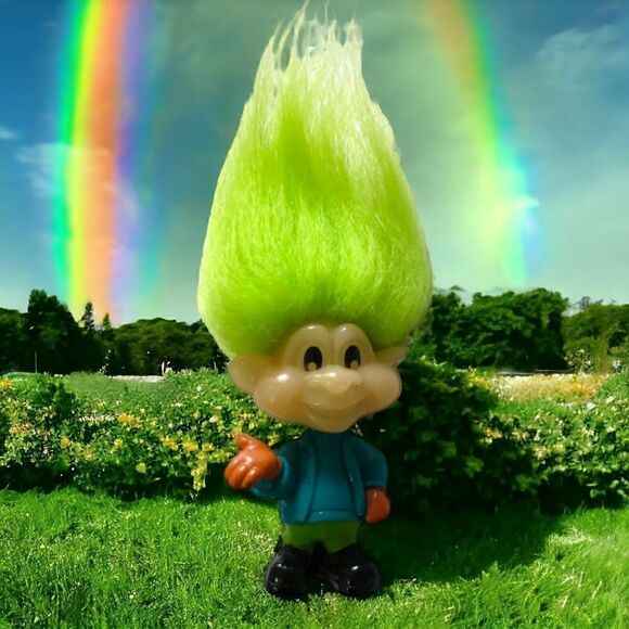 Burger Kids Club Glo Troll JAWS Doll Green Hair Vintage 1993 Meal Toy Retro - Picture 13 of 16